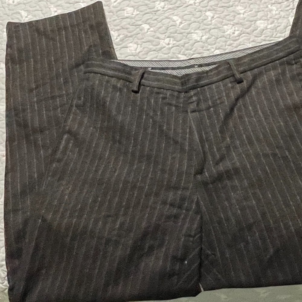 Gap Brown Wool Chalk Stripe Straight Leg Trousers Pants   Sz 34 x 32 14-16